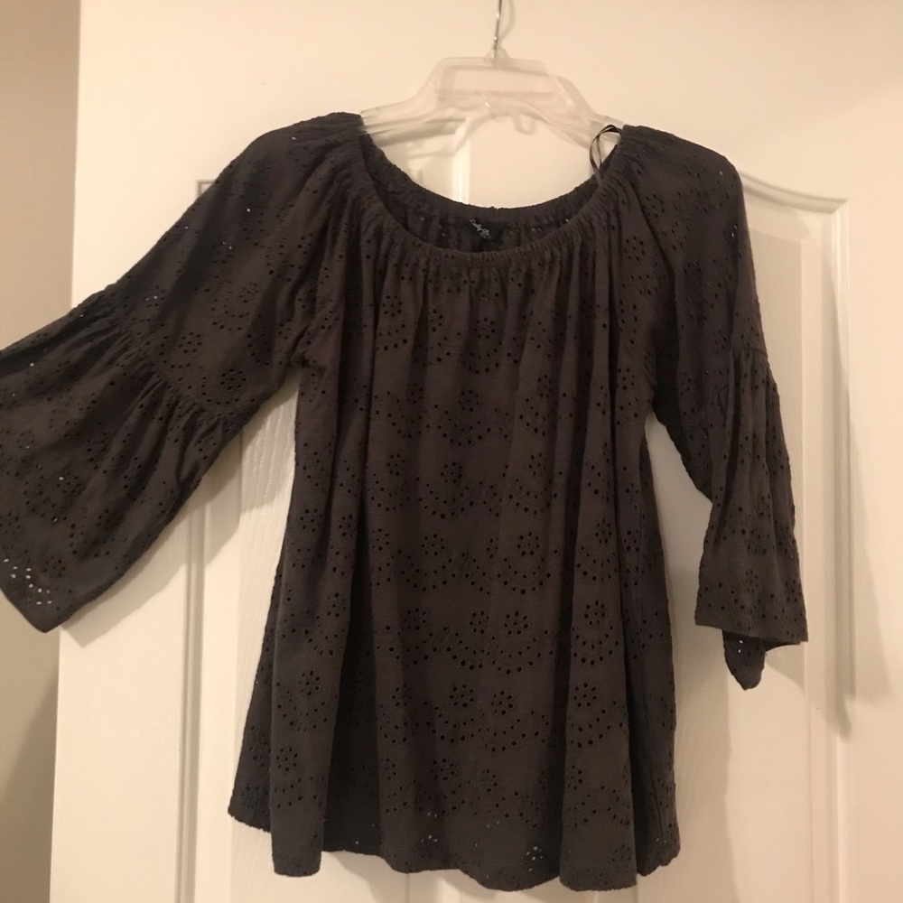 Lucky Brand green eyelet T-shirt top